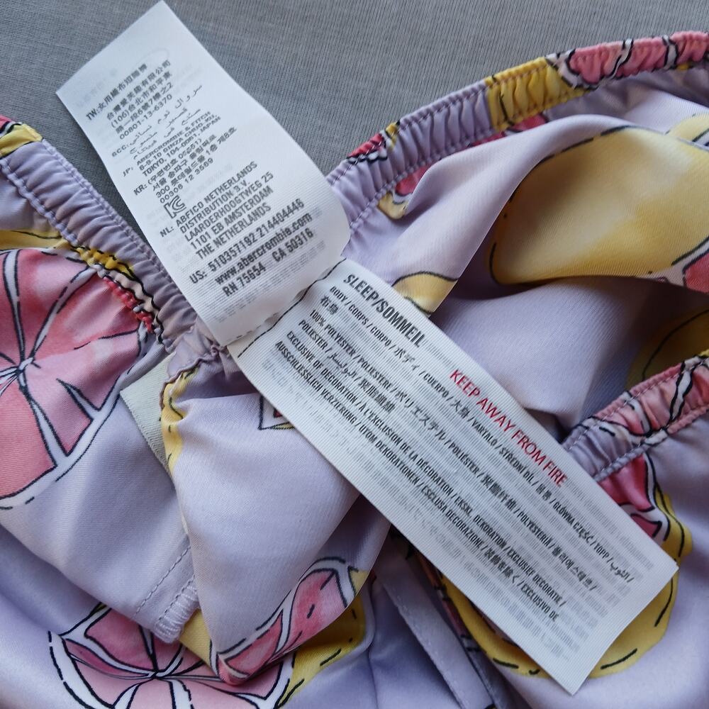 Gilly Hicks Hollister Satin Citrus Fruit Print Sleep Set XL purple LS top shorts - Picture 10 of 16